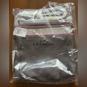 NWT Coach Signature File Crossbody - Brown with pink trim